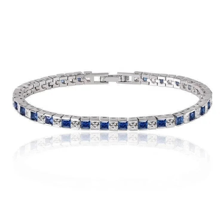 designer bangles for women -Princess Cut Tennis Bracelet with Cubic Zirconia