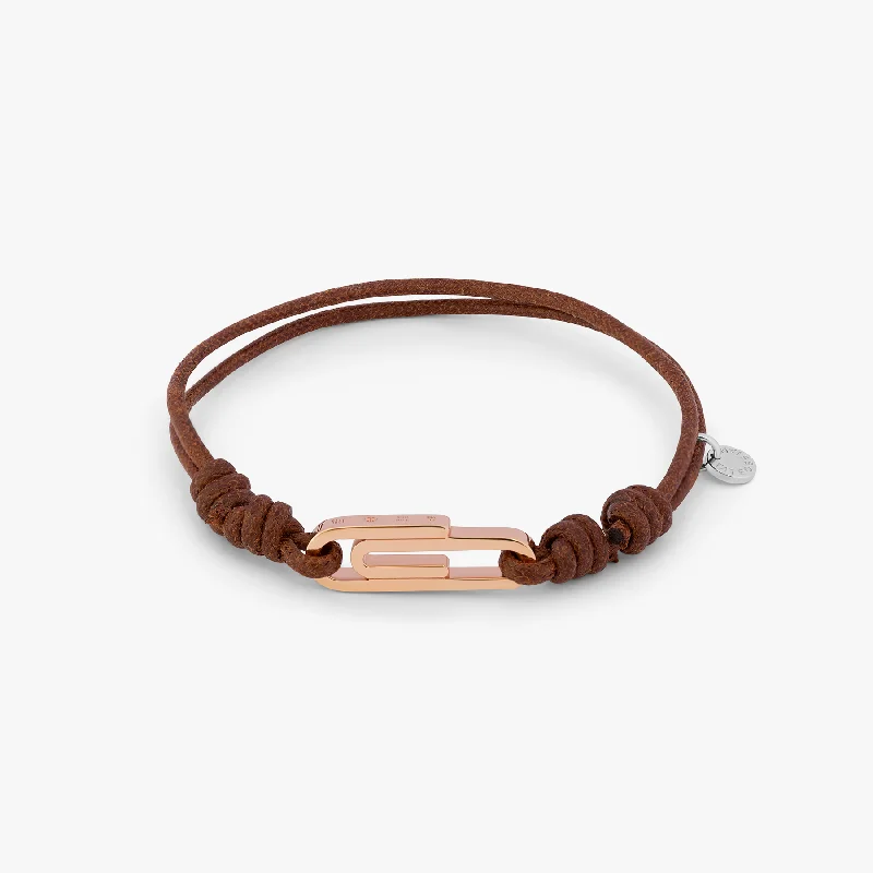 gold-plated bangles for women -Rose gold plated sterling silver Paperclip macrame bracelet with wax cord