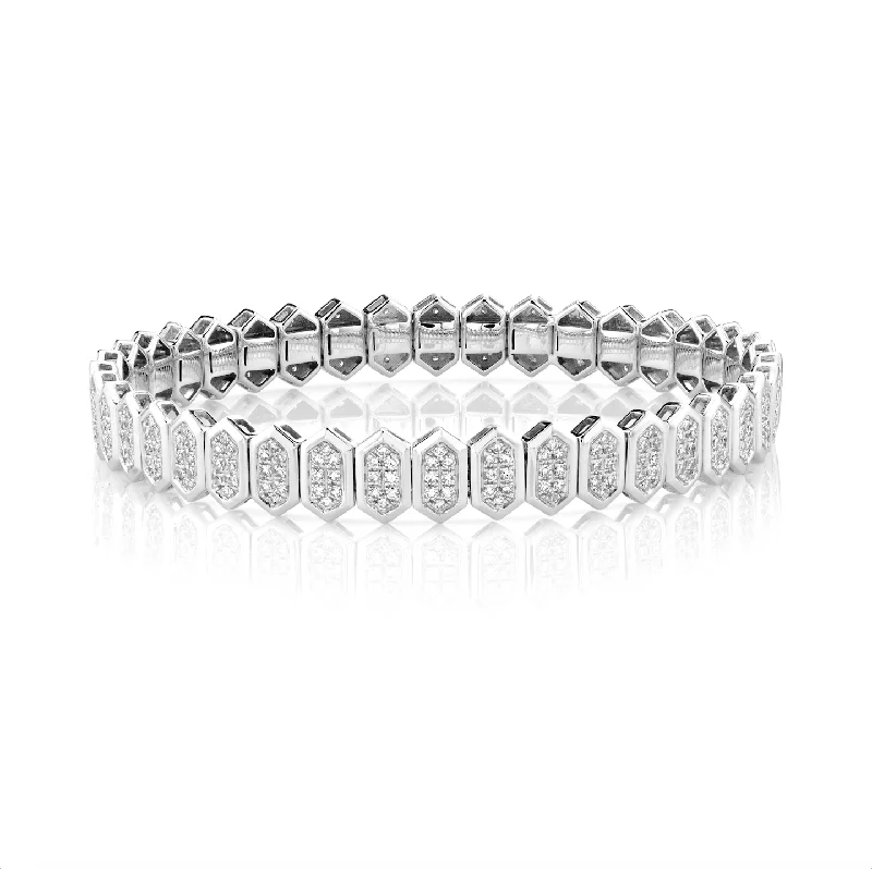 luxury bangle sets for women -DIAMOND HEXAGON STRETCH BRACELET