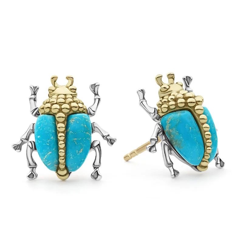 luxury diamond earrings -Rare Wonders Turquoise Beetle Stud Earrings