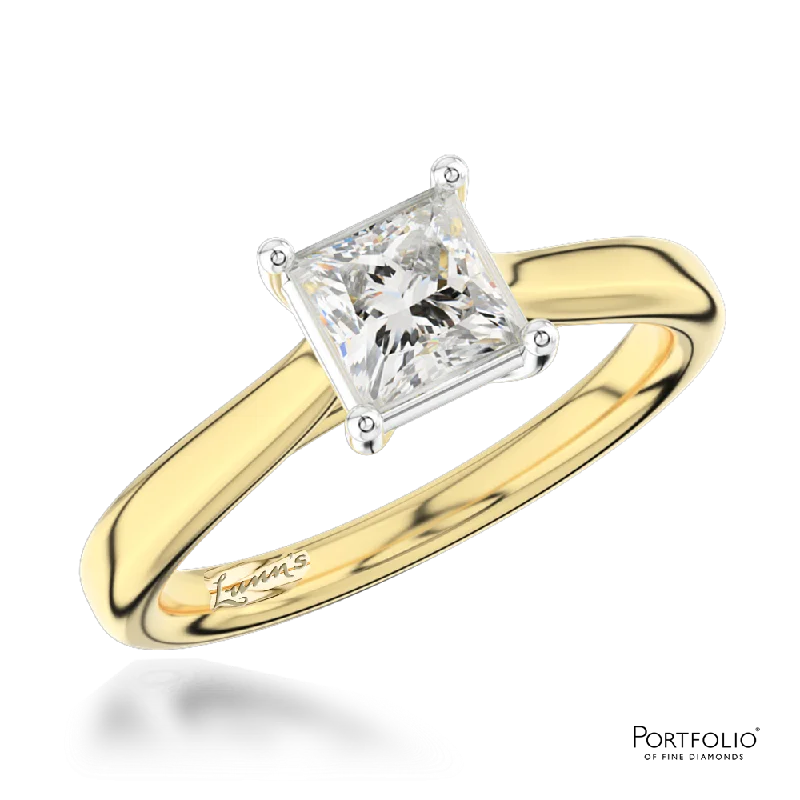 statement rings for women -Solitaire 0.70ct F VVS2 Diamond Yellow Gold/Platinum Ring