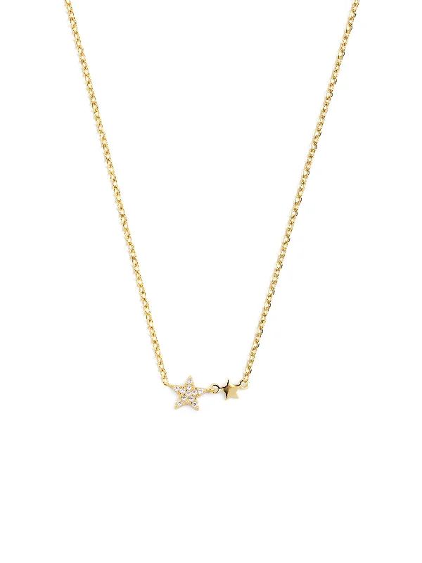 diamond necklaces for women -Duo Stars Gold Necklace