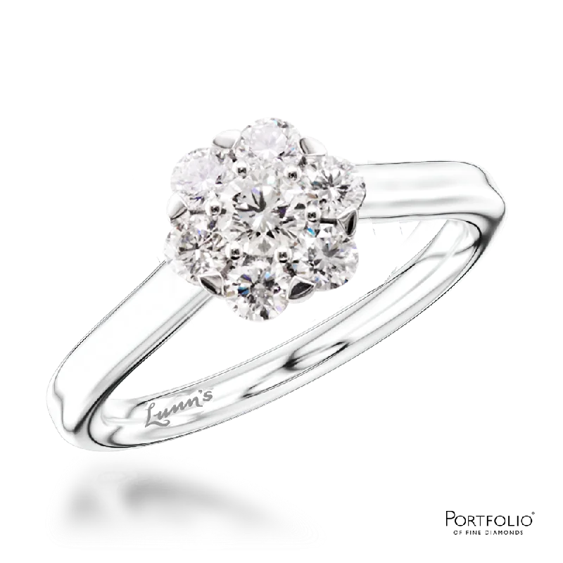 women’s solitaire rings -Cluster 0.16ct Diamond Platinum Ring