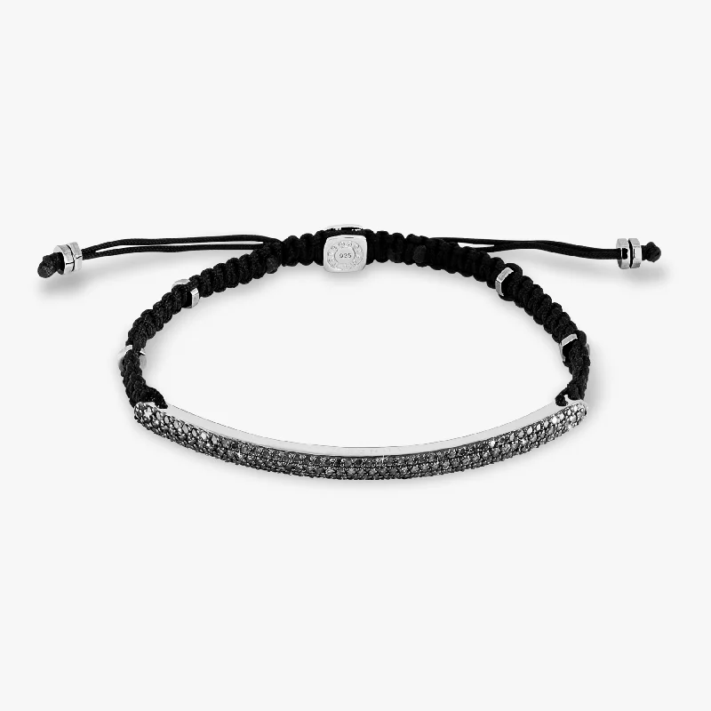 women’s bangles -Windsor Baton Macrame Bracelet In Black With Black Diamond