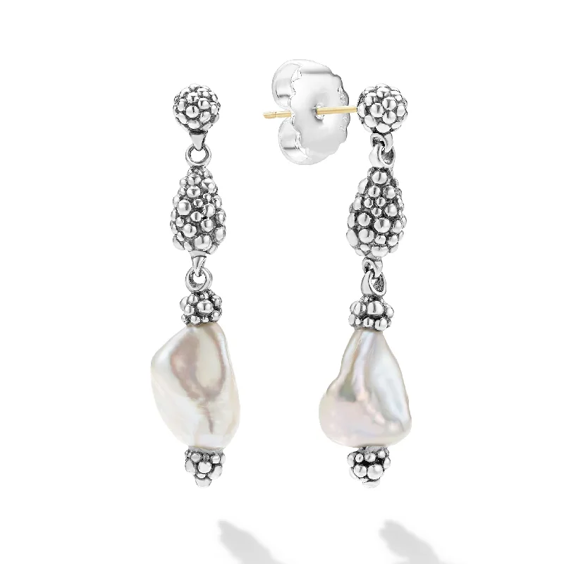 vintage-inspired earrings for women -Luna Keshi Pearl Drop Earrings