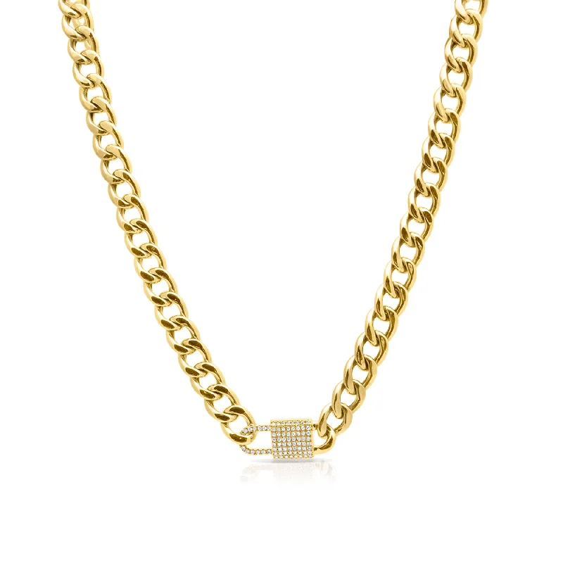 trendy necklaces for women -14KT Yellow Gold Diamond Lovelockette Necklace