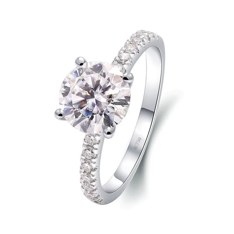 bespoke engagement rings -14k White Gold Round Cut 8mm 2ct Diamond Engagement Ring