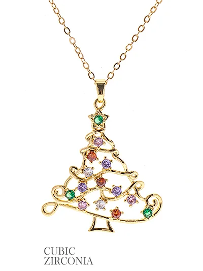 gold chain necklaces for women -CZ Christmas Tree Necklace