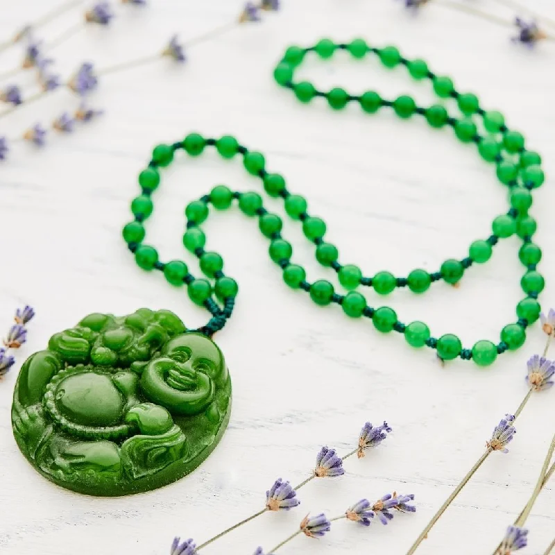 gold pendant necklaces for women -Jade Crystal Buddha Necklace