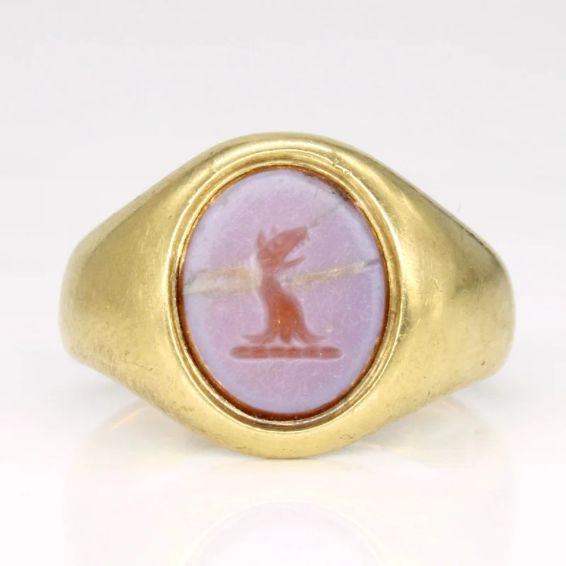 vintage rings for women -Agate Intaglio Ring | 1.40ct | SZ 5.25 |