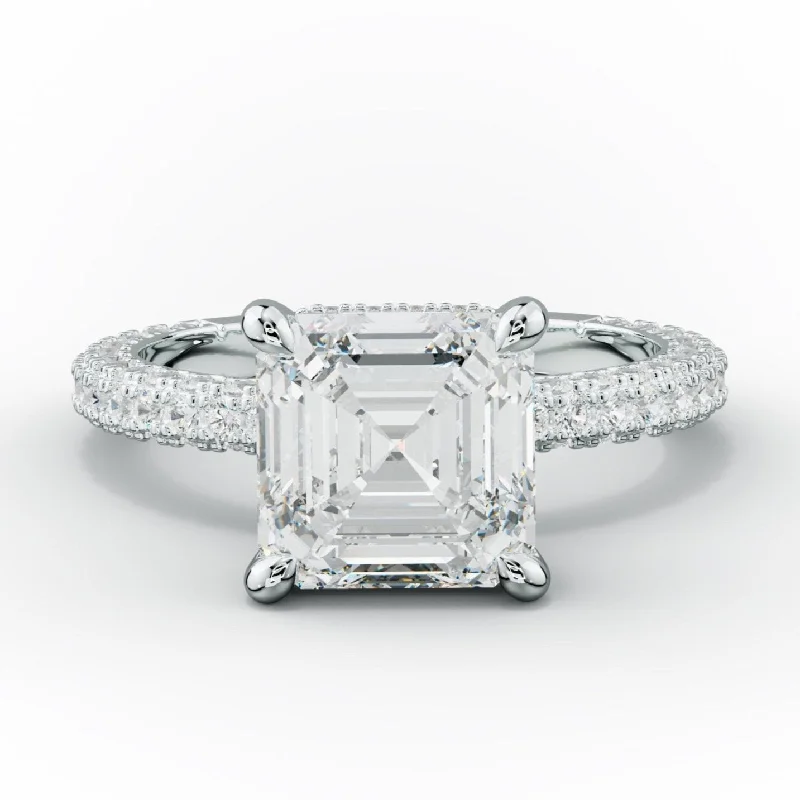 two-tone engagement rings -Aurora Asscher Diamond Engagement Ring