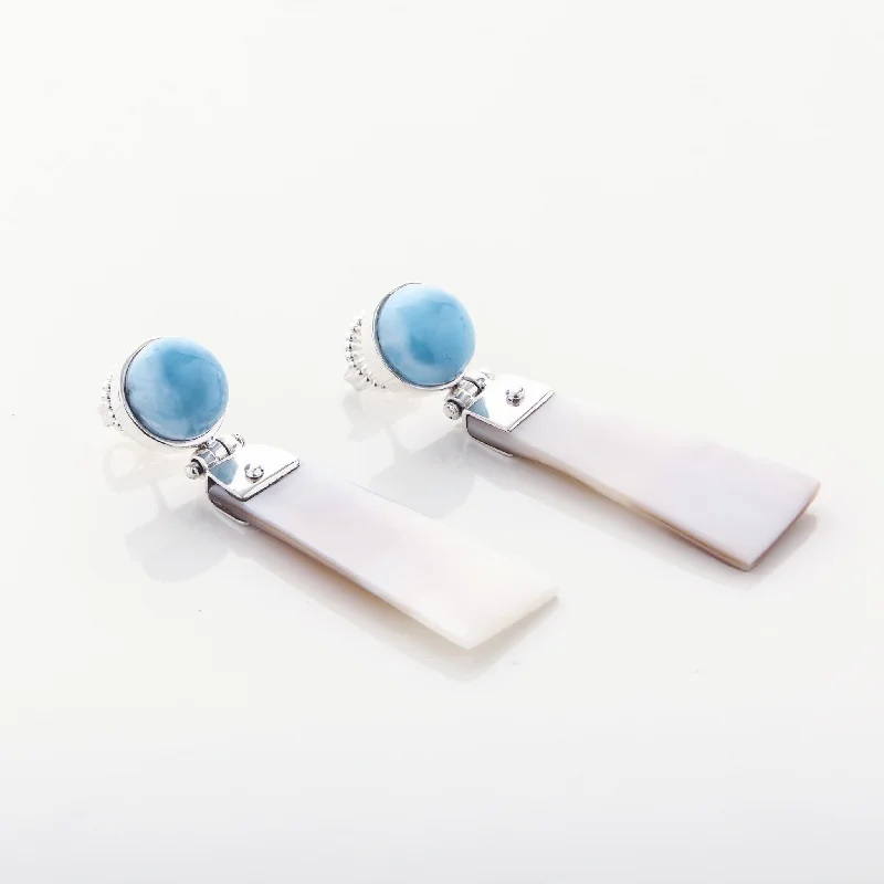 women’s pearl stud earrings -Larimar Earrings Davin