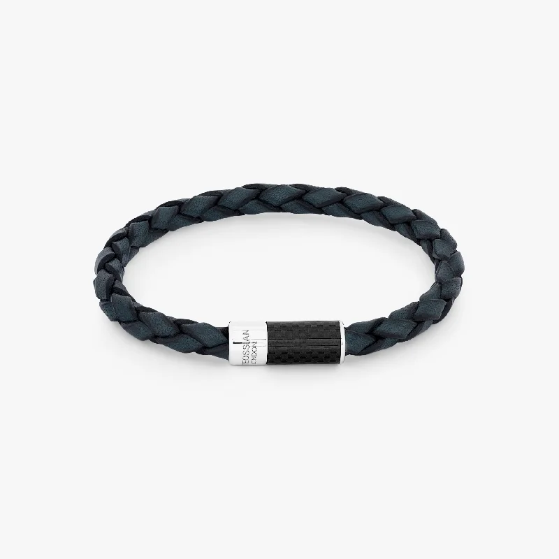 women’s charm bracelets -Carbon Pop Leather Bracelet In Blue