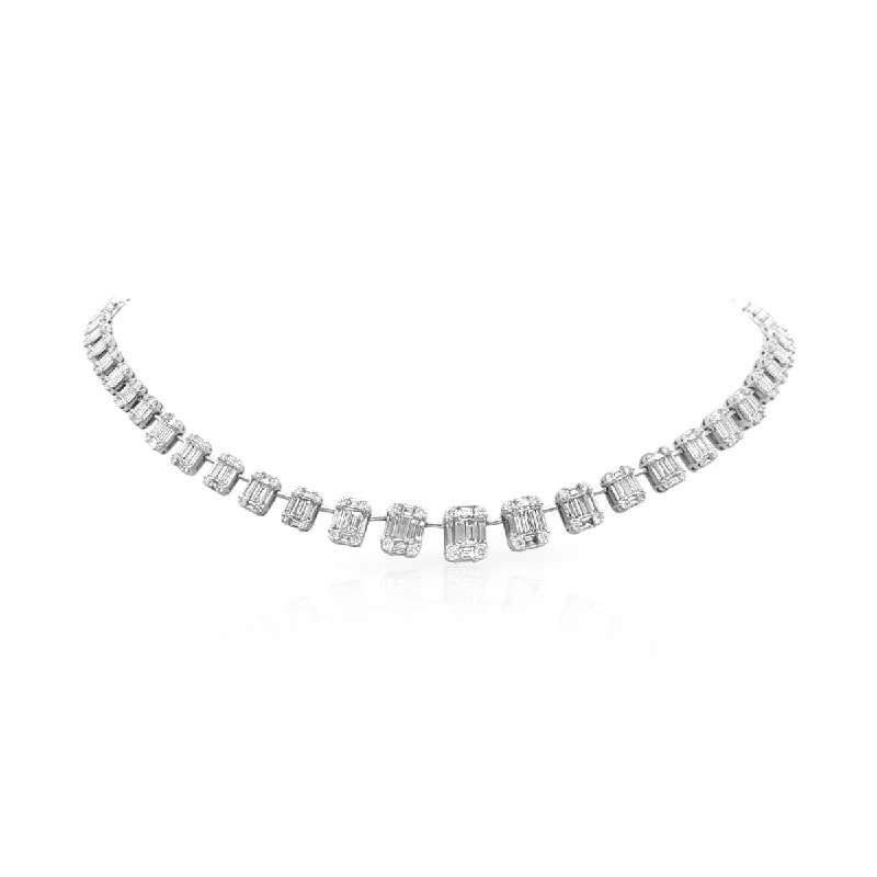 unique necklaces for women -14KT White Gold Baguette Diamond Astor Necklace