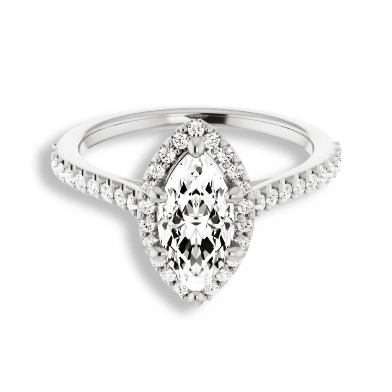 vintage engagement rings for women -Marquise Cut Diamond Halo Engagement Ring