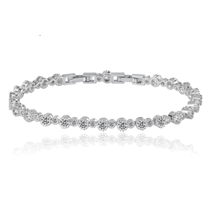 wedding bangles for brides -Round Cut Cubic Zirconia Tennis Bracelet with Round Cut Cubic Zirconia