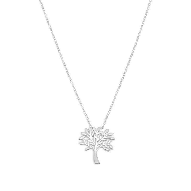 stacked necklaces for women -Rhodium Plated Tree Necklace