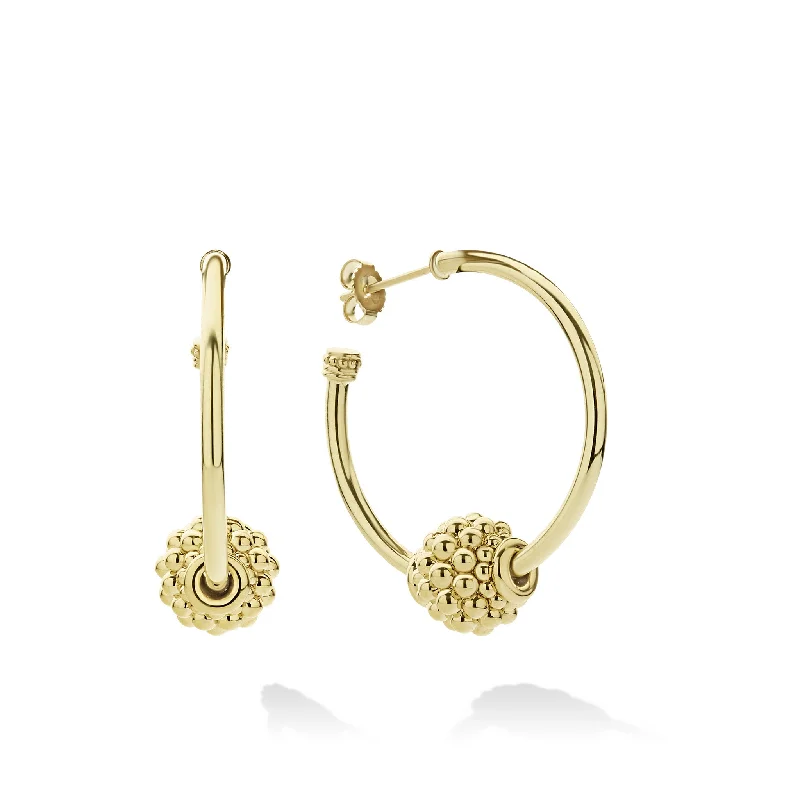 hoop earrings for women -Caviar Gold Small 18K Gold Caviar Ball Hoop Earrings