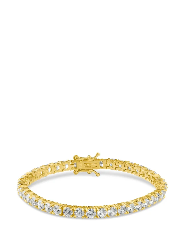 chunky bangles for women -Classic Yellow Gold Plated Tennis Bracelet