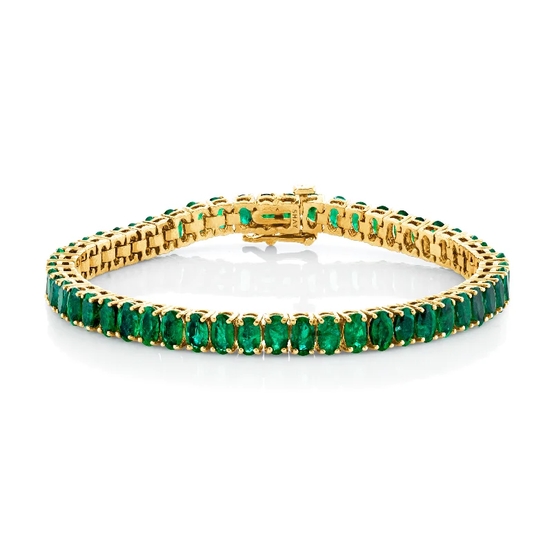 women’s woven bracelets -COLOMBIAN EMERALD OVAL TENNIS BRACELET, 14cts