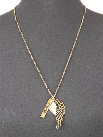 geometric necklaces for women -Fearless Wing Pendant Necklace