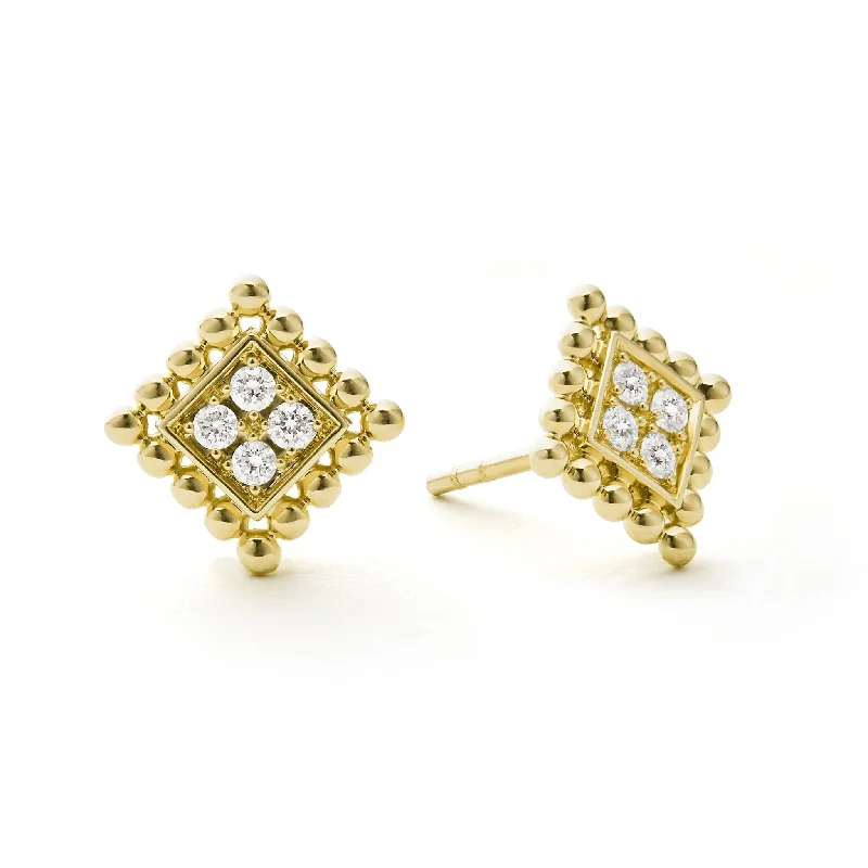 crystal stud earrings -Covet 18K Gold Diamond Earrings