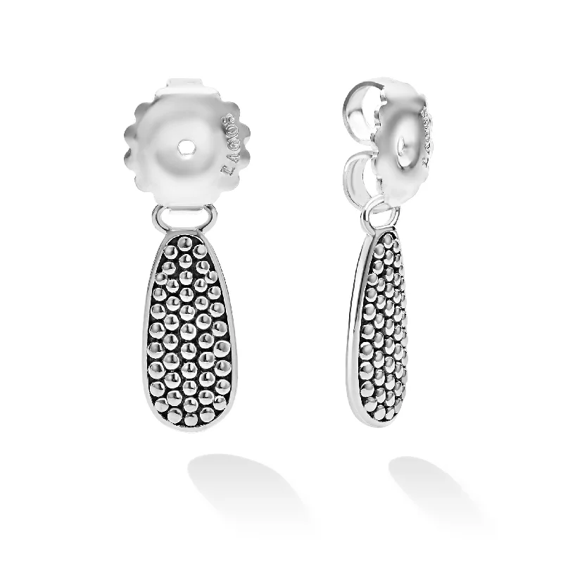 sophisticated diamond earrings -Signature Caviar Small Caviar Drop Earring Backs