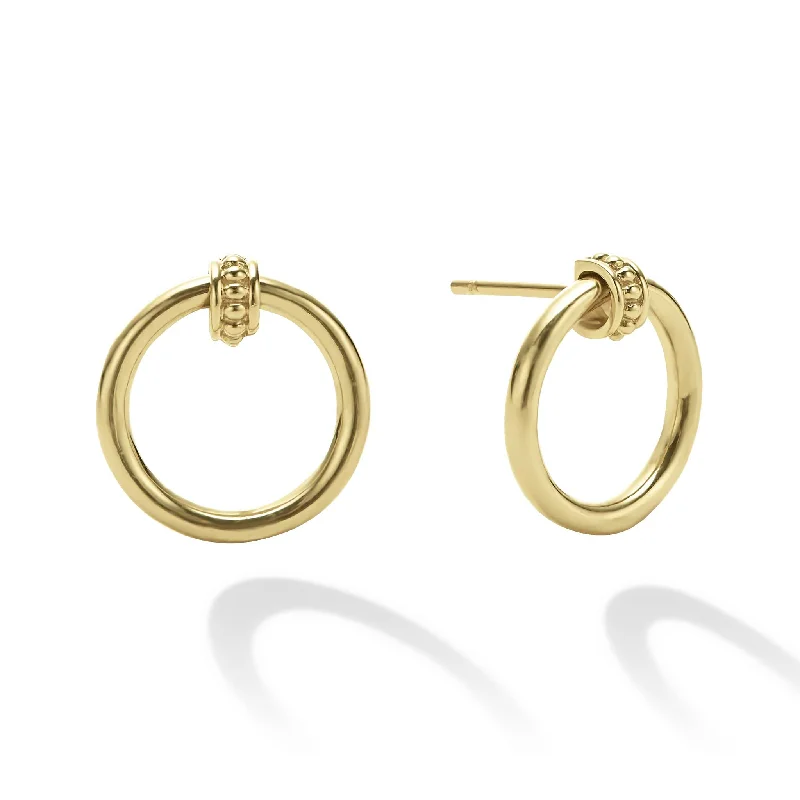 hoop earrings for women -Meridian 18K Gold Circle Stud Earrings