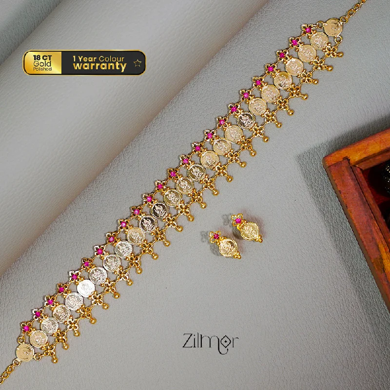 heart-shaped necklaces for women -KY1011133 - Gold tone Lakshmi coin  Bridal Choker Necklace