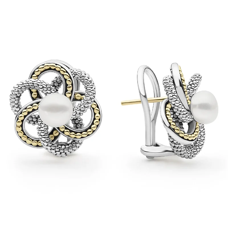 glamorous earrings for women -Love Knot Pearl Love Knot Earrings