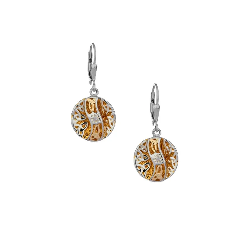 gold drop earrings for women -Silver and 10k Gold with 22k Gold Gilding Diamond Faerie Pool Earrings