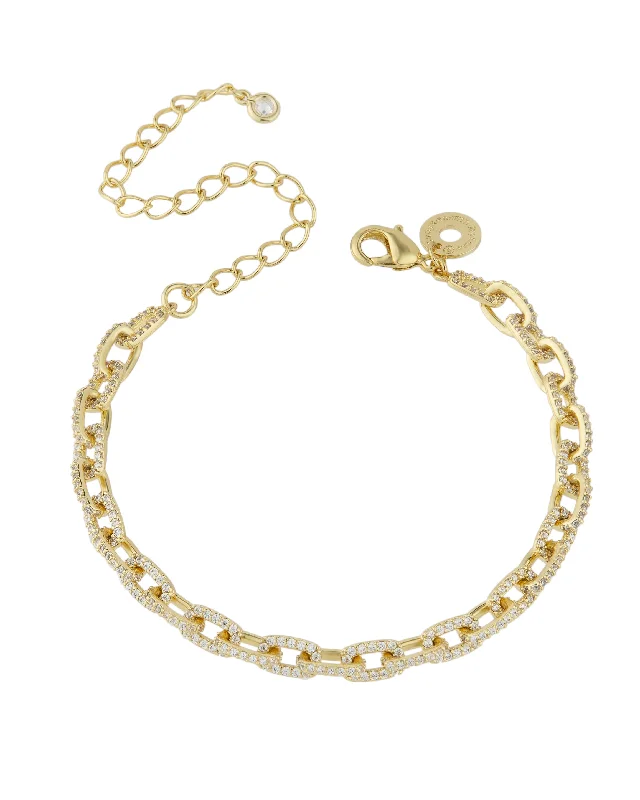 stunning gold bangles for women -Pave CZ Chain Bracelet