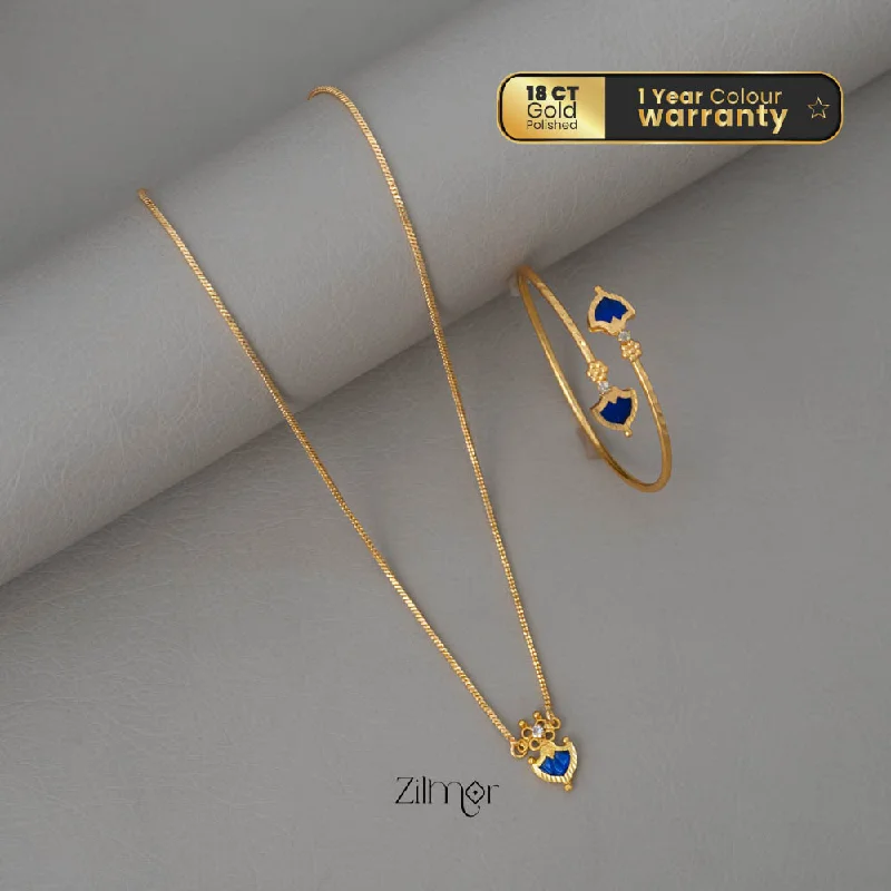 women’s elegant silver necklaces -KY101971 - Gold Tone Palakka Necklace Bangle Set