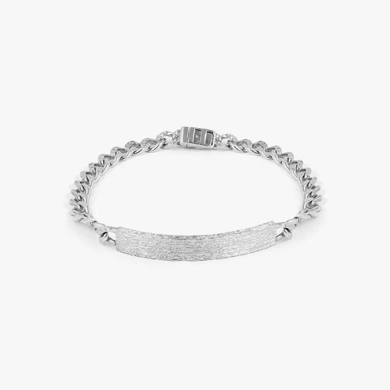 colorful bangles for women -Catena Curve ID Bracelet In Silver