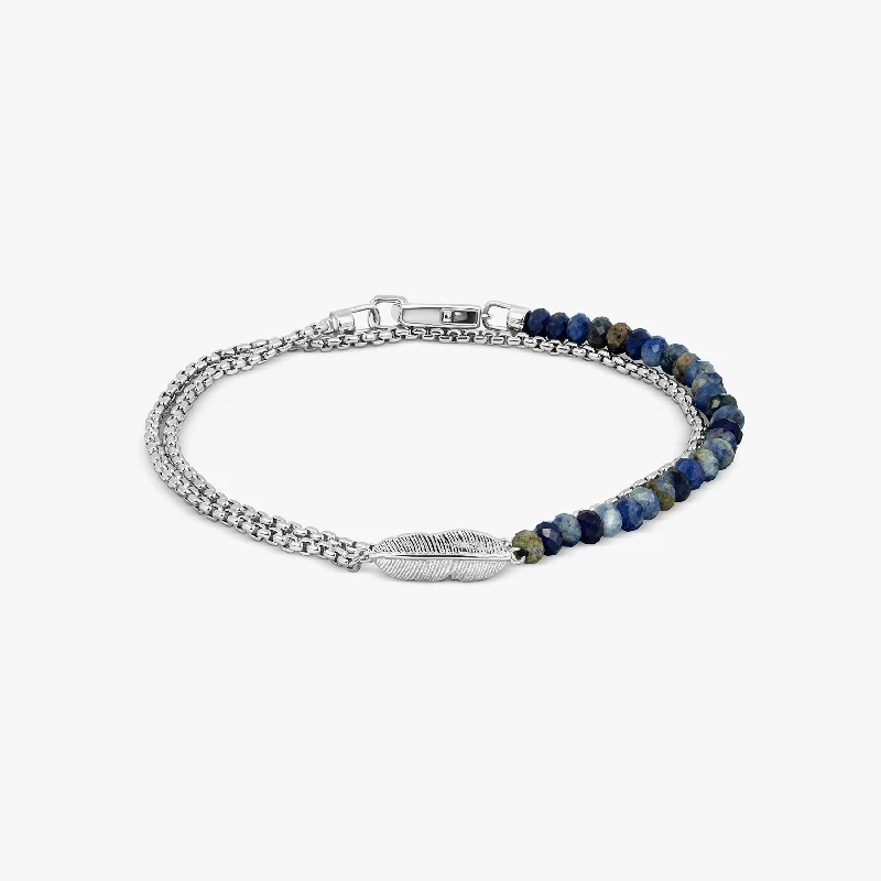 custom gold bangles for women -Ipanema Bracelet In Blue With Rhodium Plated Silver