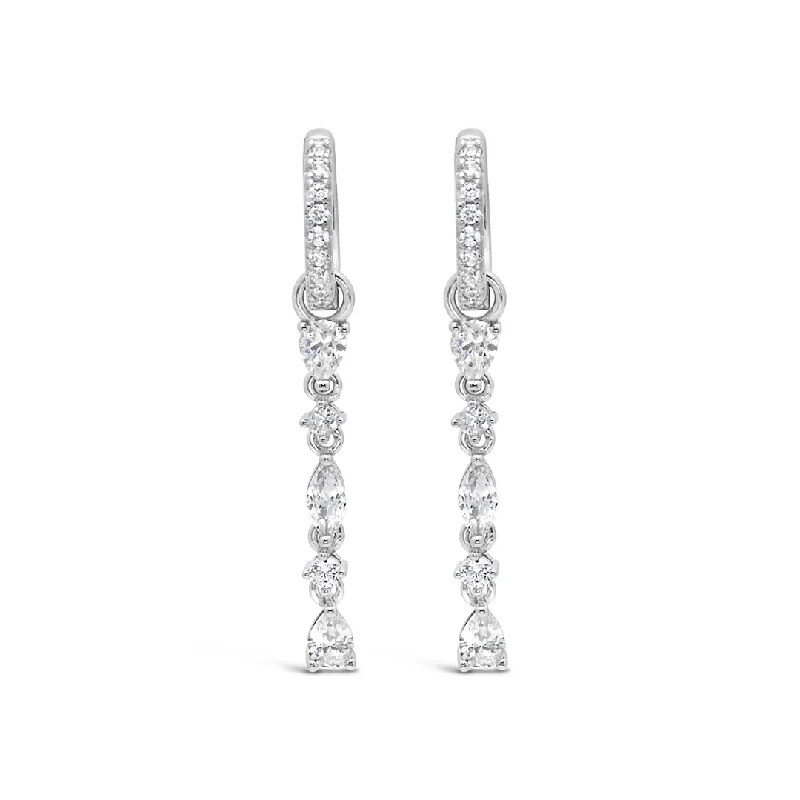 dainty earrings for women -DROPPING MULTISTONED HOOP SILVER EARRING