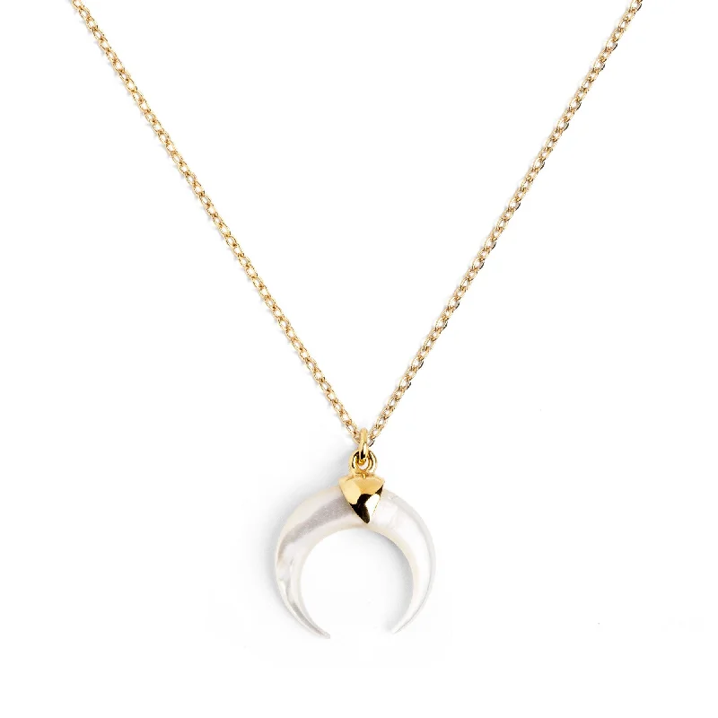 bridal shower necklaces for women -Moonset Nacre Gold Necklace