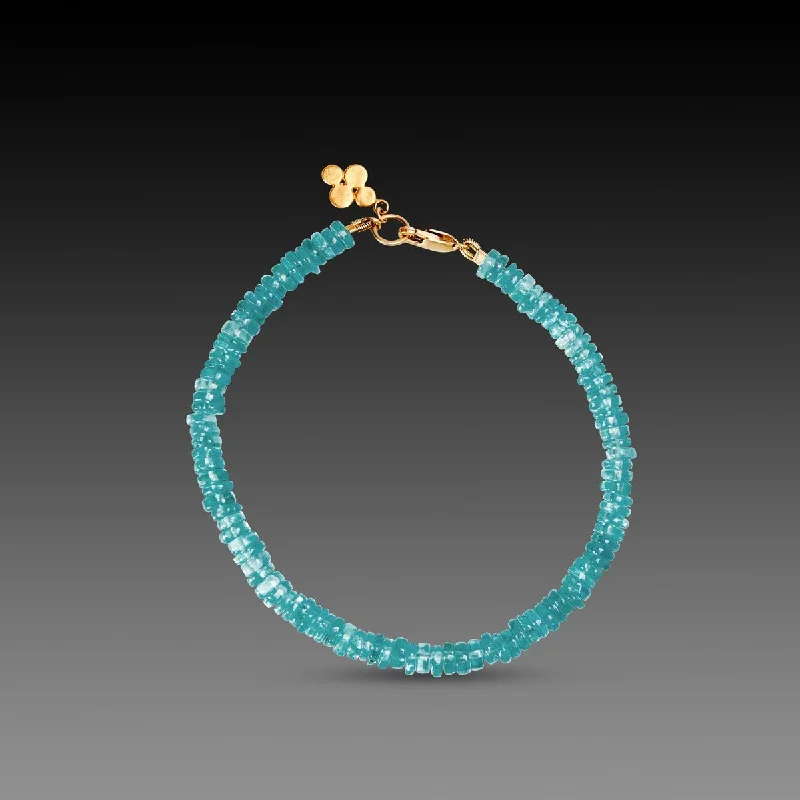 colorful bangles for women -Apatite Bracelet with 22k Disk Charm