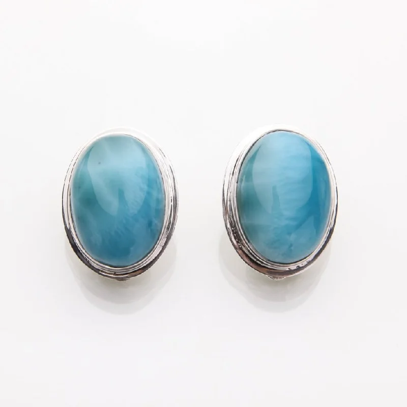 modern earrings for women -Clip-on Larimar Earrings Ciara