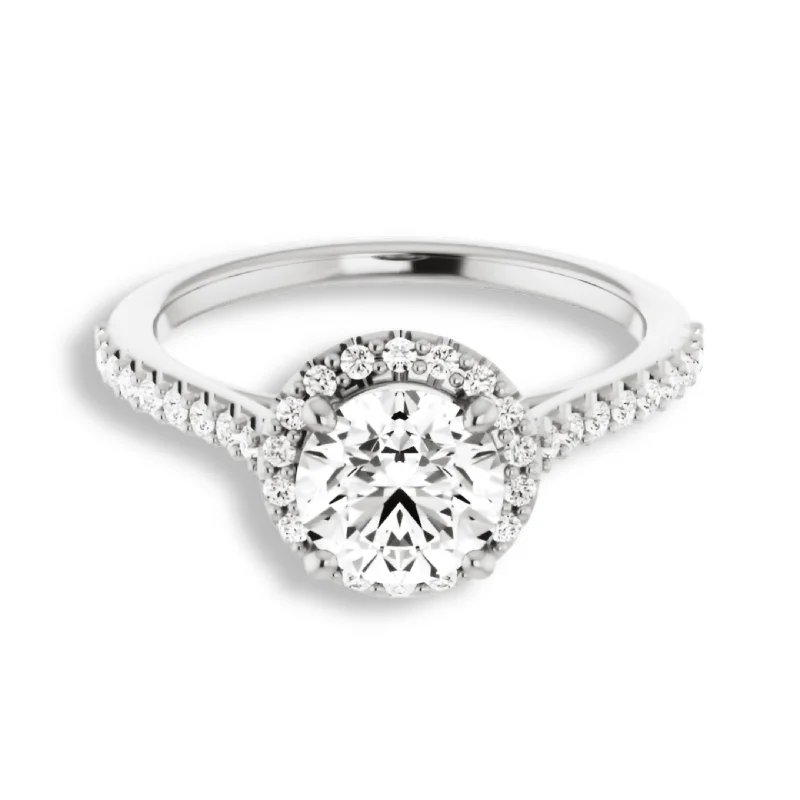 romantic proposal engagement rings -Round Diamond Halo Engagement Ring