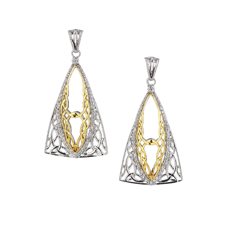 huggie earrings for women -Silver and 10k Gold Tower Gateway Earrings