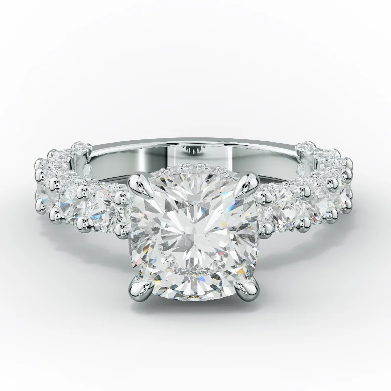 women’s solitaire diamond rings -Savannah - Cushion Cut Diamond Engagement Ring