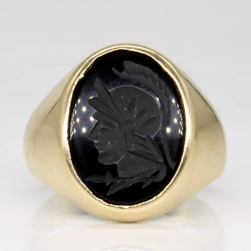 gemstone engagement rings -Onyx Intaglio Ring | 5.60ct | SZ 8.5 |