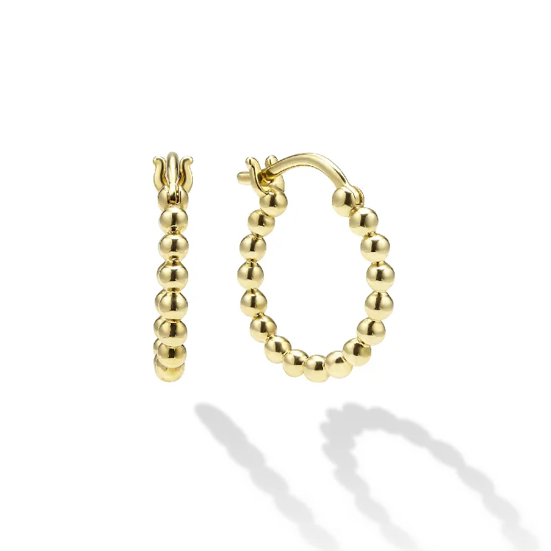 oversized earrings for women -Caviar Gold 18K Gold Caviar Hoop Earrings