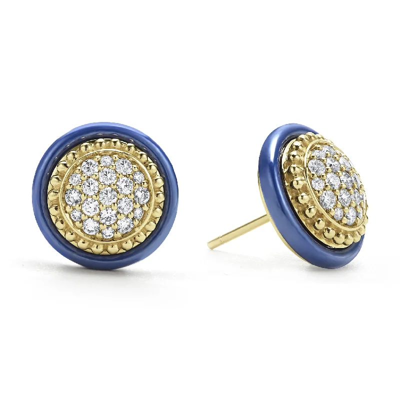 affordable earrings for women -Meridian 18K Gold and Diamond Ceramic Stud Earrings