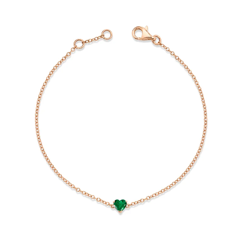 braided bangles for women -EMERALD BABY HEART BRACELET