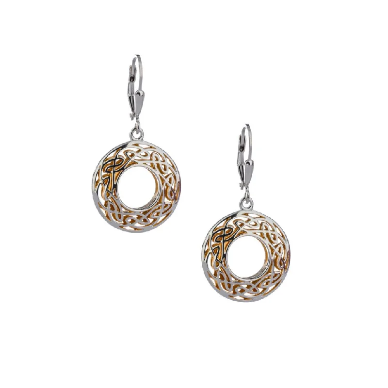 women’s pearl stud earrings -Silver with 22k Gold Gilding Window to the Soul Round Earrings