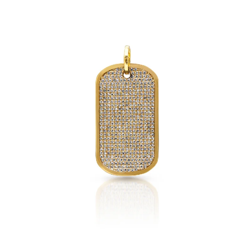 layered chain necklaces for women -14KT Yellow Gold Diamond Luxe Nicolai Dog Tag Charm