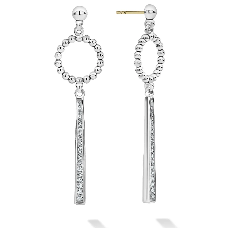 crystal earrings for women -Caviar Spark Beaded Circle Diamond Drop Earrings