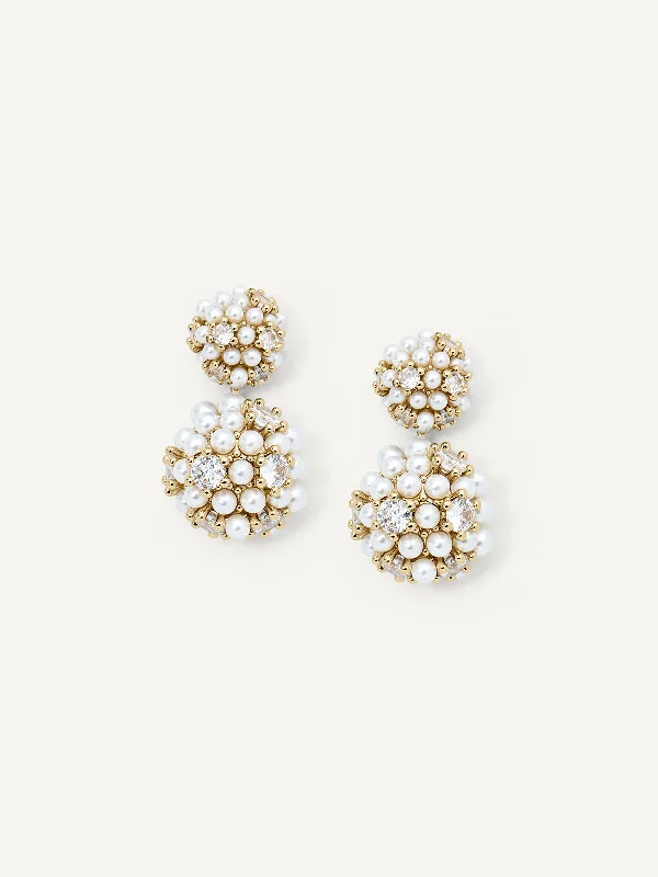 women’s pearl stud earrings -Benita Drops